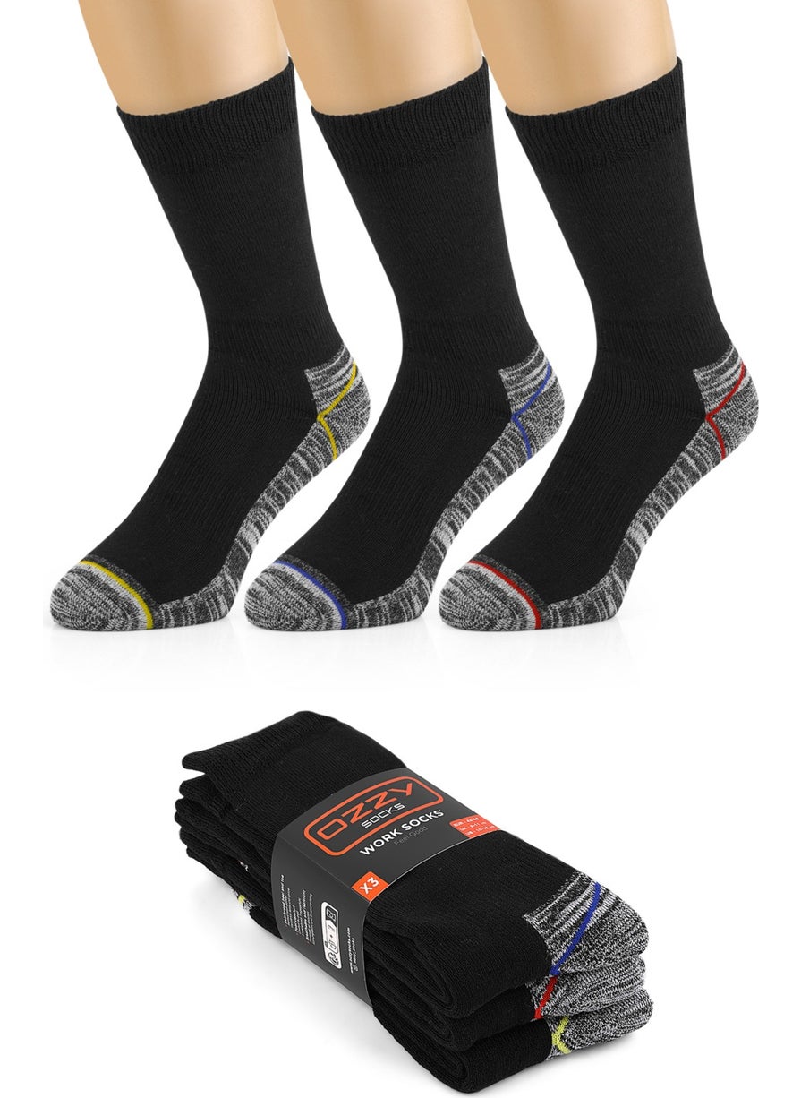 3 Pairs of Men's Durable, Protective and Heel Toe Thick Worker Socks