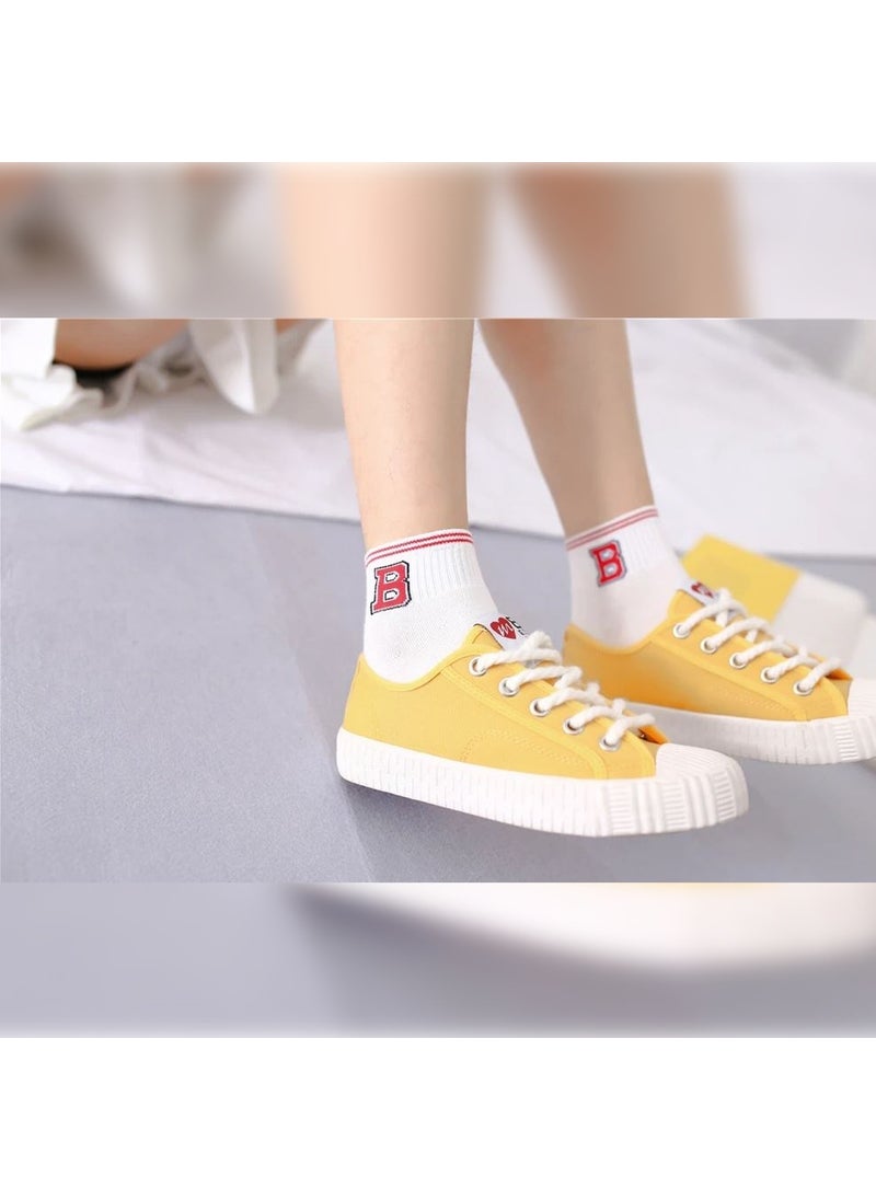 5 Pairs Striped Letter College Women's Socks