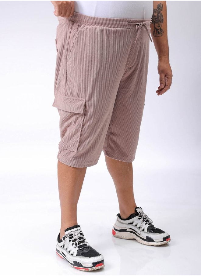 Men Plus Size Loose Fit Self Design Cargo Shorts