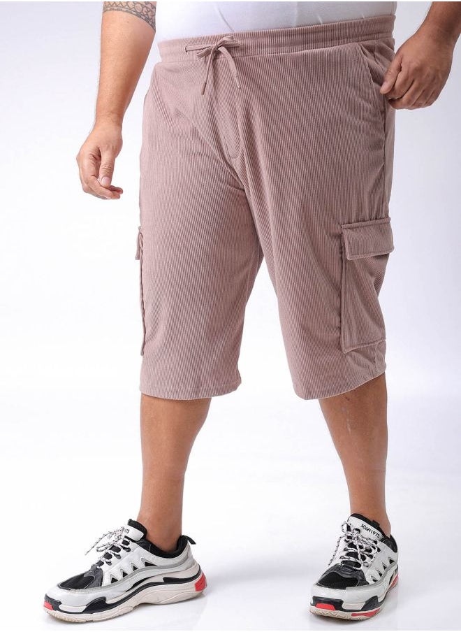 Men Plus Size Loose Fit Self Design Cargo Shorts