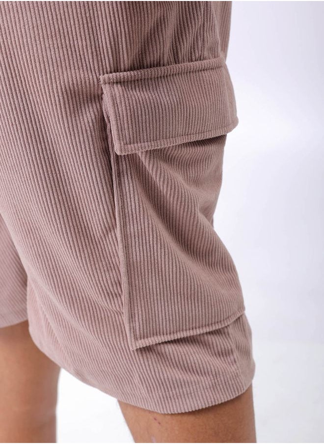 Men Plus Size Loose Fit Self Design Cargo Shorts
