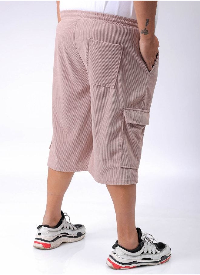 Men Plus Size Loose Fit Self Design Cargo Shorts