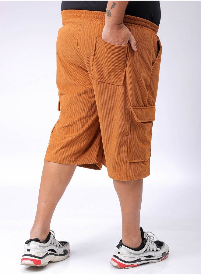 Men Plus Size Loose Fit Self Design Cargo Shorts