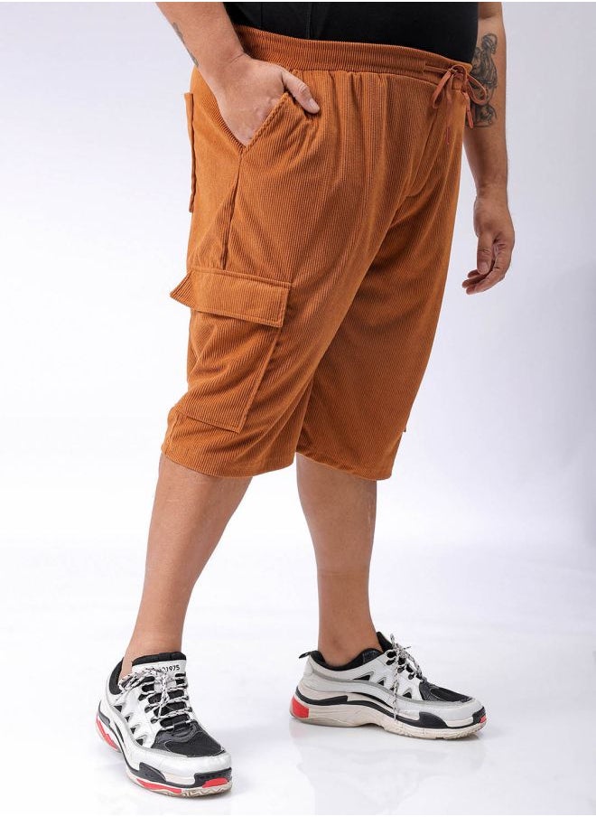 Men Plus Size Loose Fit Self Design Cargo Shorts