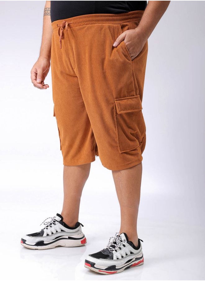 Men Plus Size Loose Fit Self Design Cargo Shorts