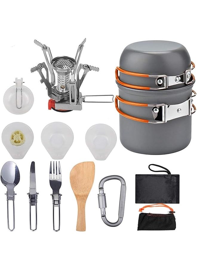 promass Camping Cookware Kit, Camp Dishes Camping Cooking Utensils，Portable Aluminum Pot Pan Kettle, Bowl Spoon Kit, Lightweight Outdoor Cooking Set for Hiking Picnic