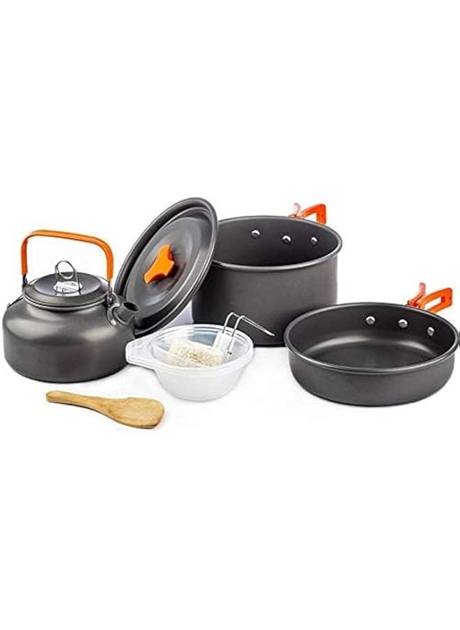 promass Camping Cooking Set 9PCS Camping Cookware Camping Pot Pan Set with 3 Bowl,Lightweight Camping Accessories for 2-3 People for Outdoor Adventures Camping Fishing