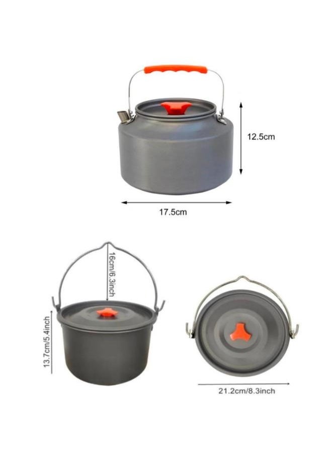 4L Compact Camping Cookware Pot with 2L Teapot Kettle for Outdoor Activities Good for 4-6 Persons