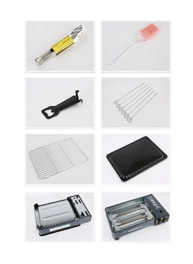 Gas Grill Butane Grill Stove Portable Camping Grill Gas Stove Portable Butane Gas Stove With Grilling Net, Baking Sheet, Carry Case For Camping Traveling Outdoor And Cooking Camping Stove