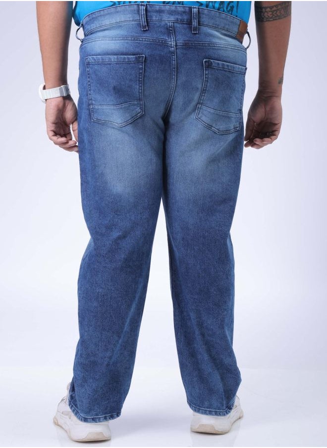 Men Plus Size Vintage Straight Fit Solid Mid-Rise Stretchable Jeans