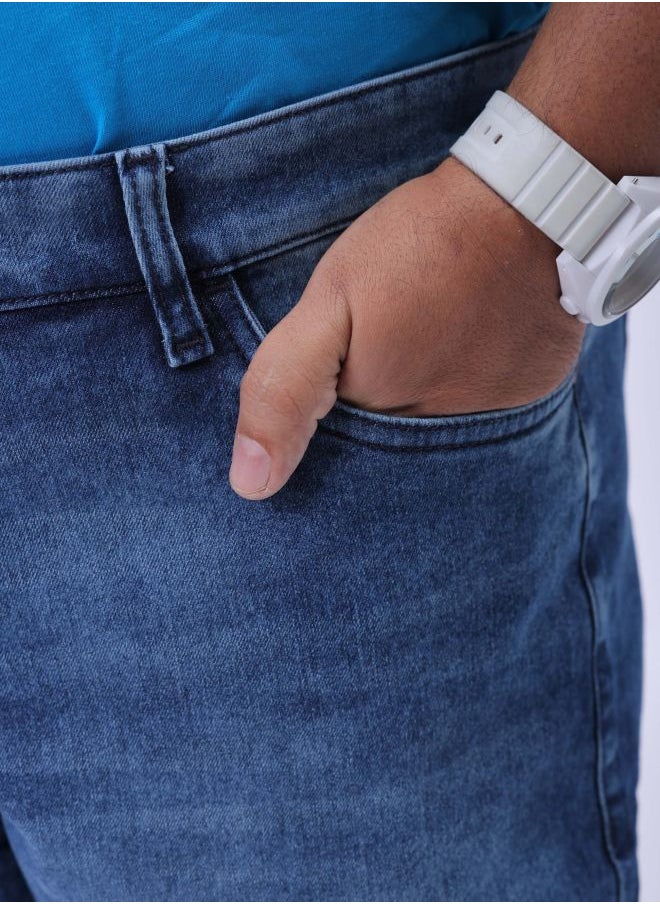 Men Plus Size Vintage Straight Fit Solid Mid-Rise Stretchable Jeans