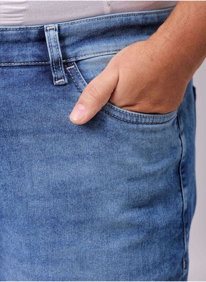 Men Plus Size Vintage Straight Fit Solid Mid-Rise Stretchable Jeans