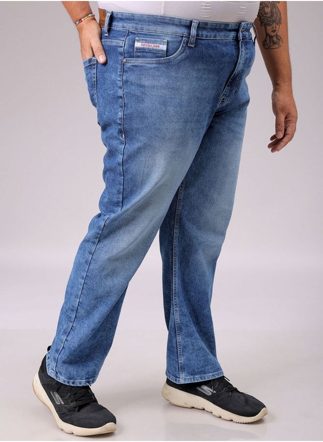 Men Plus Size Vintage Straight Fit Solid Mid-Rise Stretchable Jeans