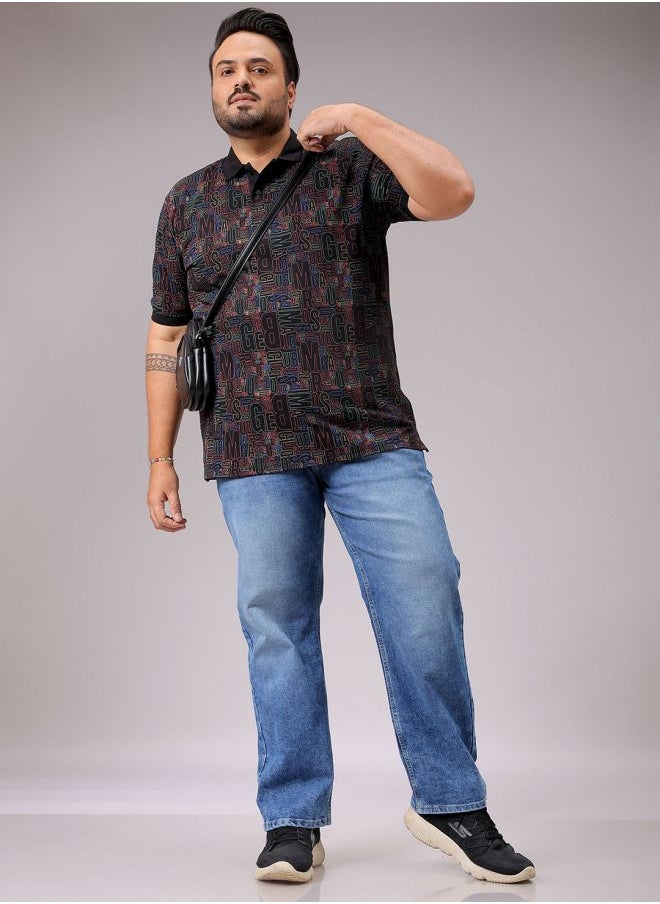 Men Plus Size Vintage Straight Fit Solid Mid-Rise Stretchable Jeans