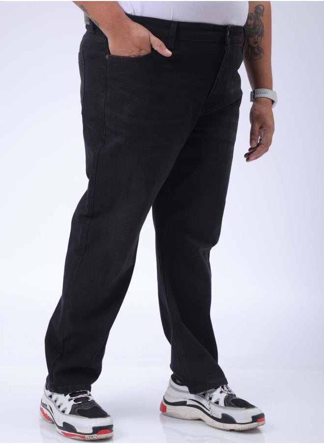 Men Plus Size Vintage Straight Fit Solid Mid-Rise Stretchable Jeans