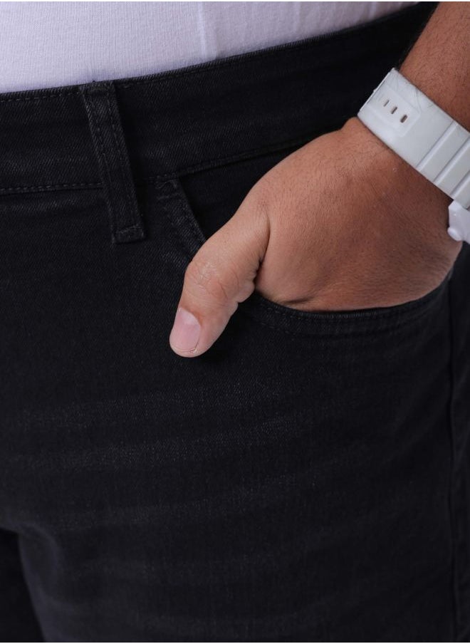 Men Plus Size Vintage Straight Fit Solid Mid-Rise Stretchable Jeans