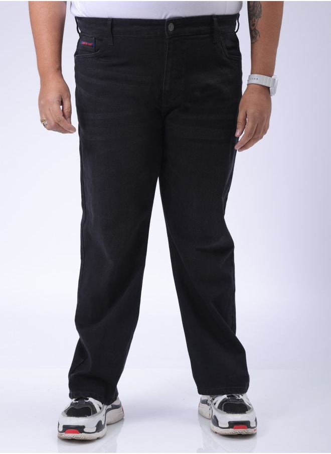 Men Plus Size Vintage Straight Fit Solid Mid-Rise Stretchable Jeans