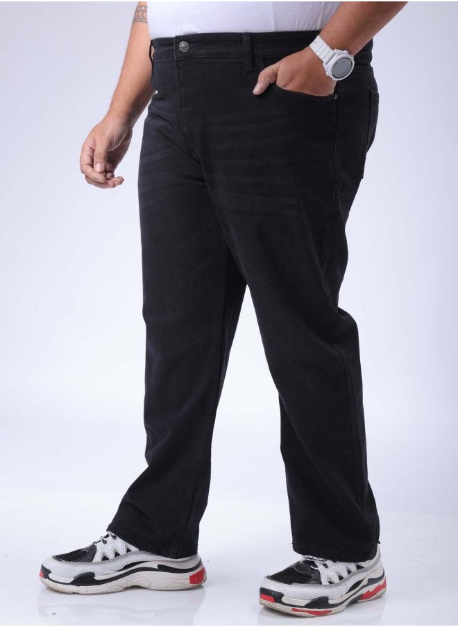 Men Plus Size Vintage Straight Fit Solid Mid-Rise Stretchable Jeans