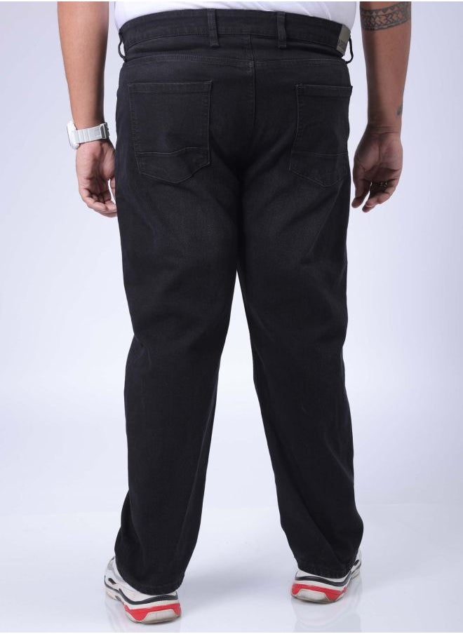 Men Plus Size Vintage Straight Fit Solid Mid-Rise Stretchable Jeans
