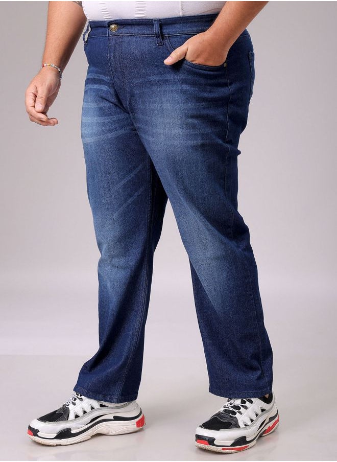 Men Plus Size Vintage Straight Fit Solid Mid-Rise Stretchable Jeans