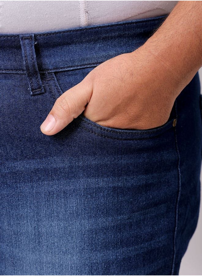 Men Plus Size Vintage Straight Fit Solid Mid-Rise Stretchable Jeans