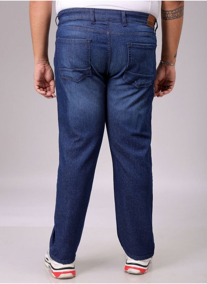 Men Plus Size Vintage Straight Fit Solid Mid-Rise Stretchable Jeans