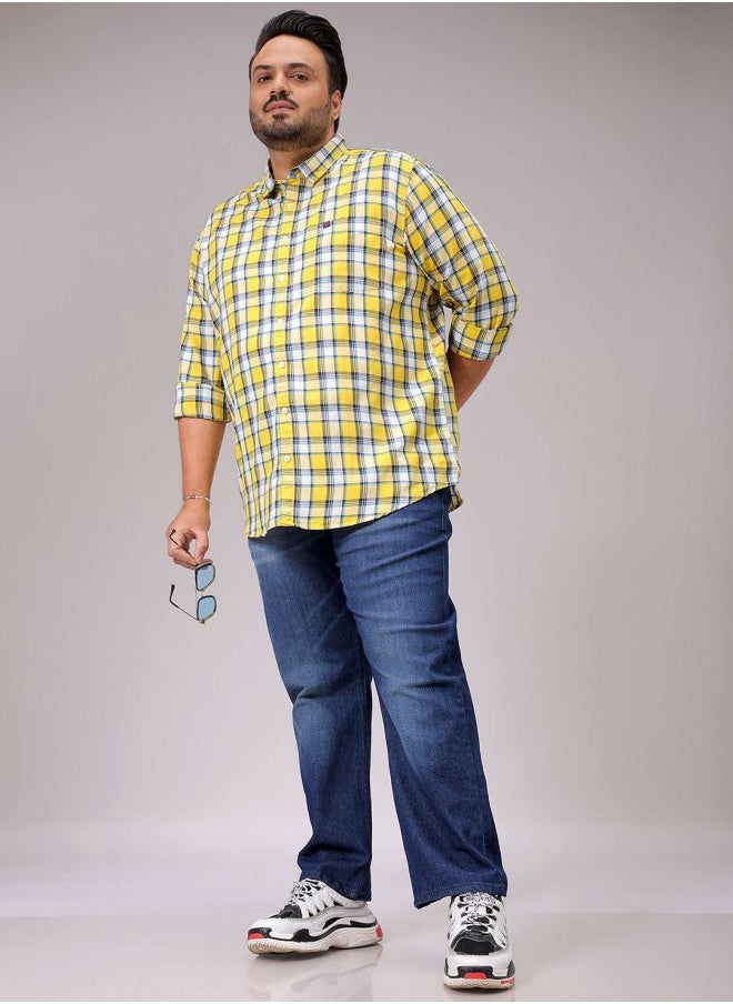 Men Plus Size Vintage Straight Fit Solid Mid-Rise Stretchable Jeans