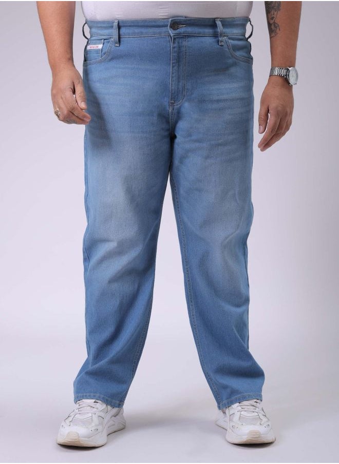Men Plus Size Vintage Straight Fit Solid Mid-Rise Stretchable Jeans