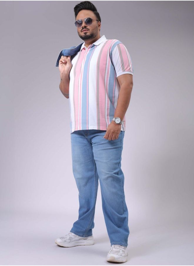 Men Plus Size Vintage Straight Fit Solid Mid-Rise Stretchable Jeans