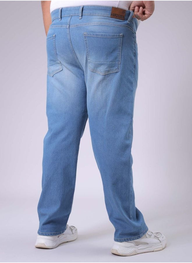Men Plus Size Vintage Straight Fit Solid Mid-Rise Stretchable Jeans