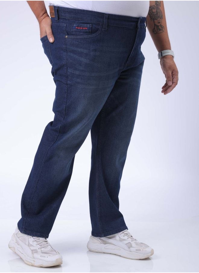 Men Plus Size Vintage Straight Fit Solid Mid-Rise Stretchable Jeans
