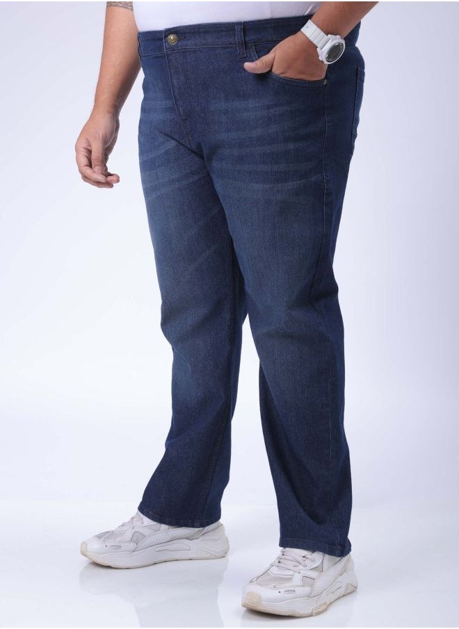 Men Plus Size Vintage Straight Fit Solid Mid-Rise Stretchable Jeans