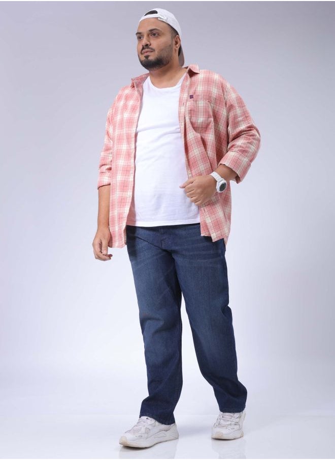 Men Plus Size Vintage Straight Fit Solid Mid-Rise Stretchable Jeans