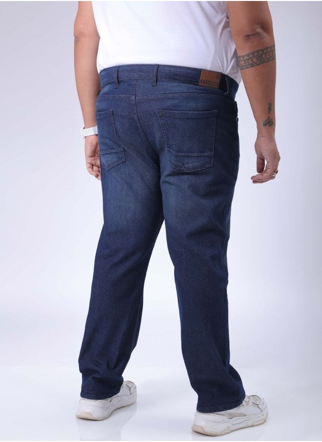 Men Plus Size Vintage Straight Fit Solid Mid-Rise Stretchable Jeans