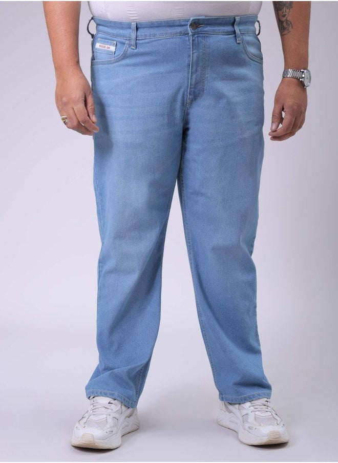 Men Plus Size Vintage Straight Fit Solid Mid-Rise Stretchable Jeans