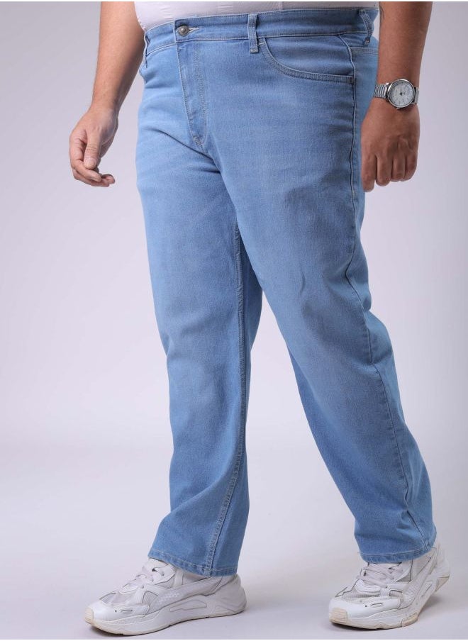 Men Plus Size Vintage Straight Fit Solid Mid-Rise Stretchable Jeans