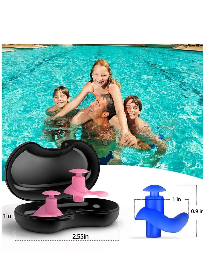 Swimming Earplugs, 5 Pairs Pack Waterproof Reusable Silicone Swimming Ear Plugs for Swimming Showering Bathing Surfing Snorkeling and Other Water Sports, Suitable for Kids and Adults