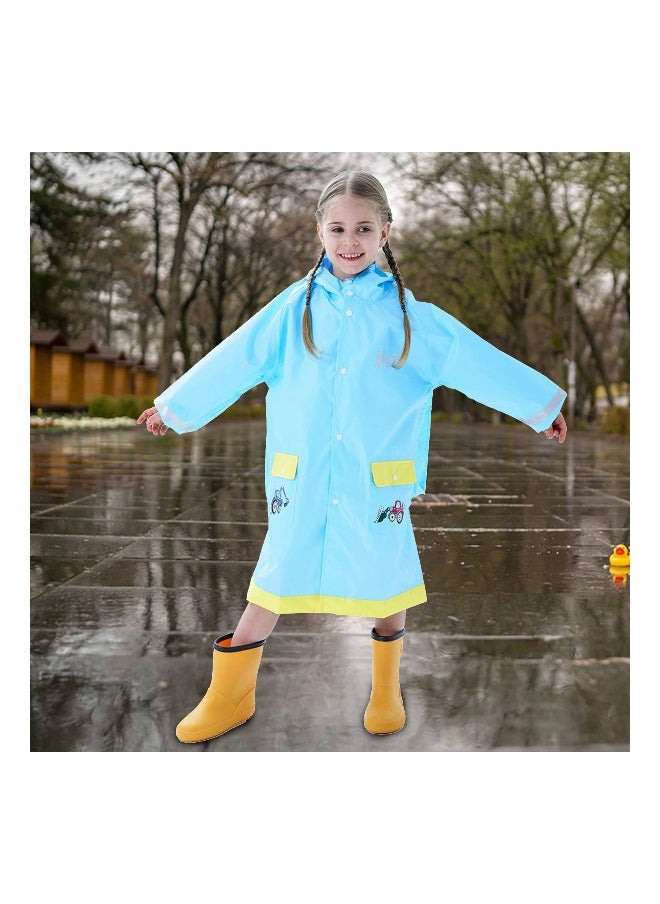 Rain Poncho for Kids, Boys and Girls Waterproof Jacket with School Bag Cover Reusable Lightweight, Cartoon Pattern Hooded Unisex Raincoat for Bicycle Camping Hiking Childs (XL)