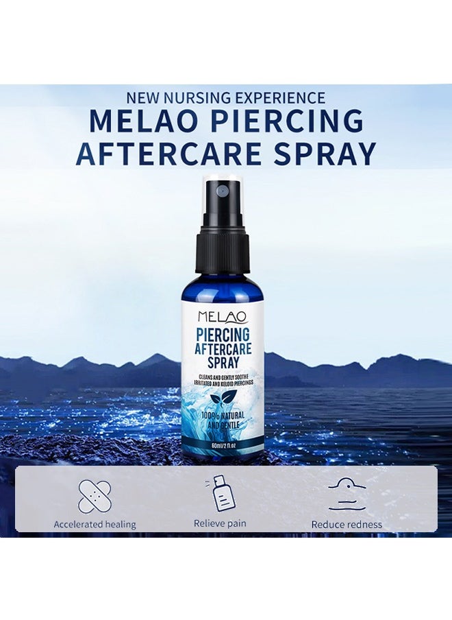 Piercing Aftercare Spray，Piercing Bump Solution，Keloid Shrinking for Ear，Belly， Nose，Piercing Aftercare， All Natural and Gentle Ingredients （60ml）