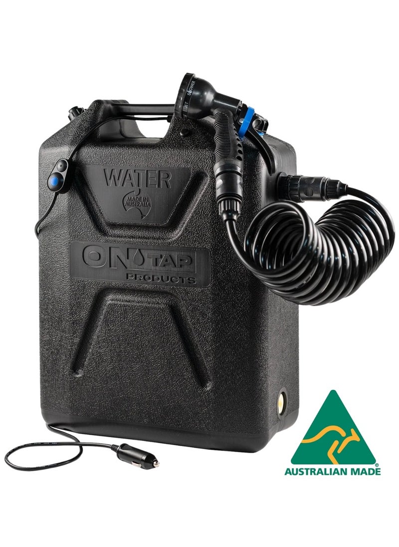 ARB Ontap Portable Shower 22L & 12V - Black Edition - 7 Spray Modes - Perfect for Camping & Beach - OTSBLA400