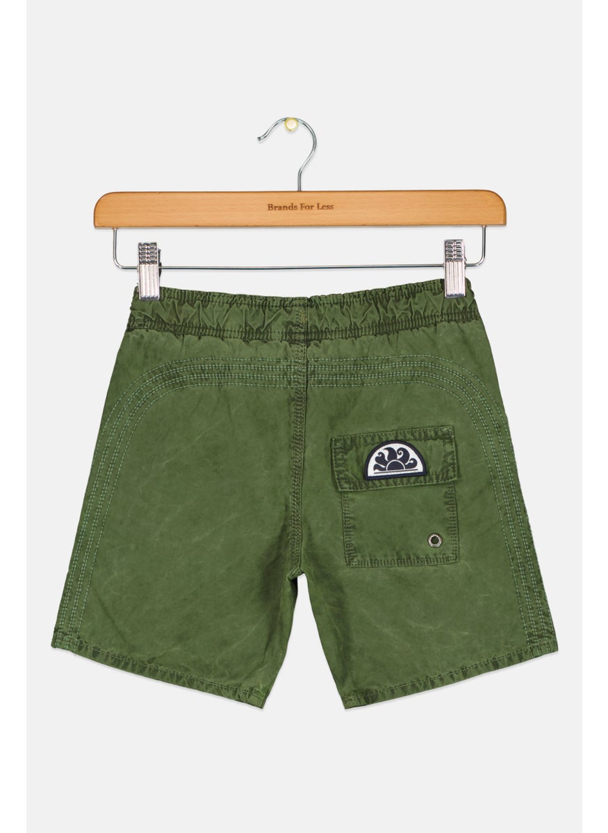 Toddlers Boys Brand Logo Basic Short, Olive