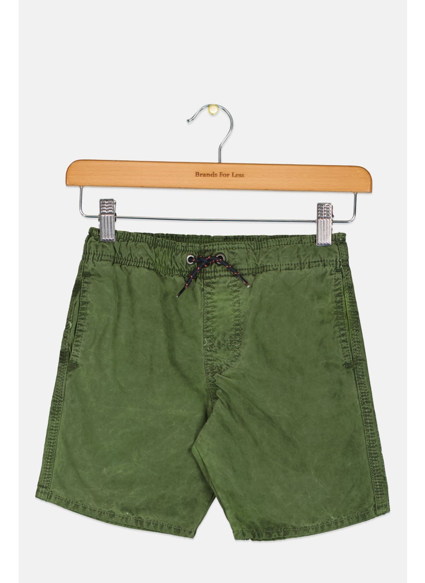 Toddlers Boys Brand Logo Basic Short, Olive