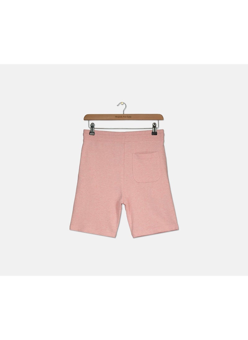 Kids Boys Badge Logo Sweat Short, Powder Pink Marl