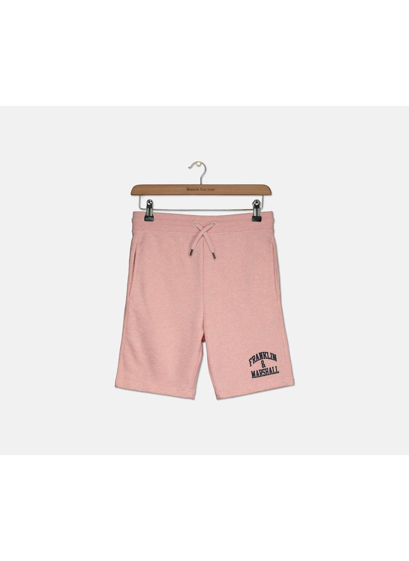 Kids Boys Badge Logo Sweat Short, Powder Pink Marl