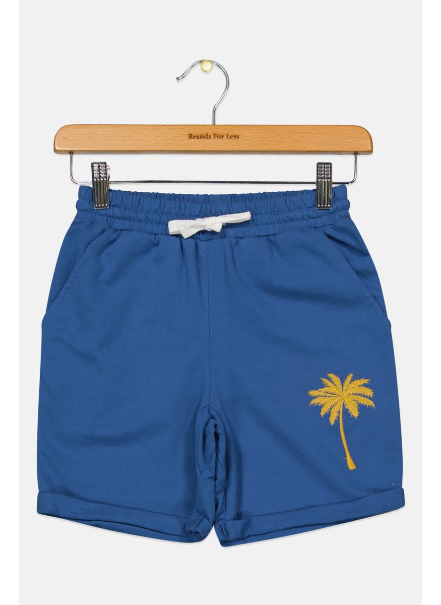 Kids Boy Embroidered Basic Shorts, Blue