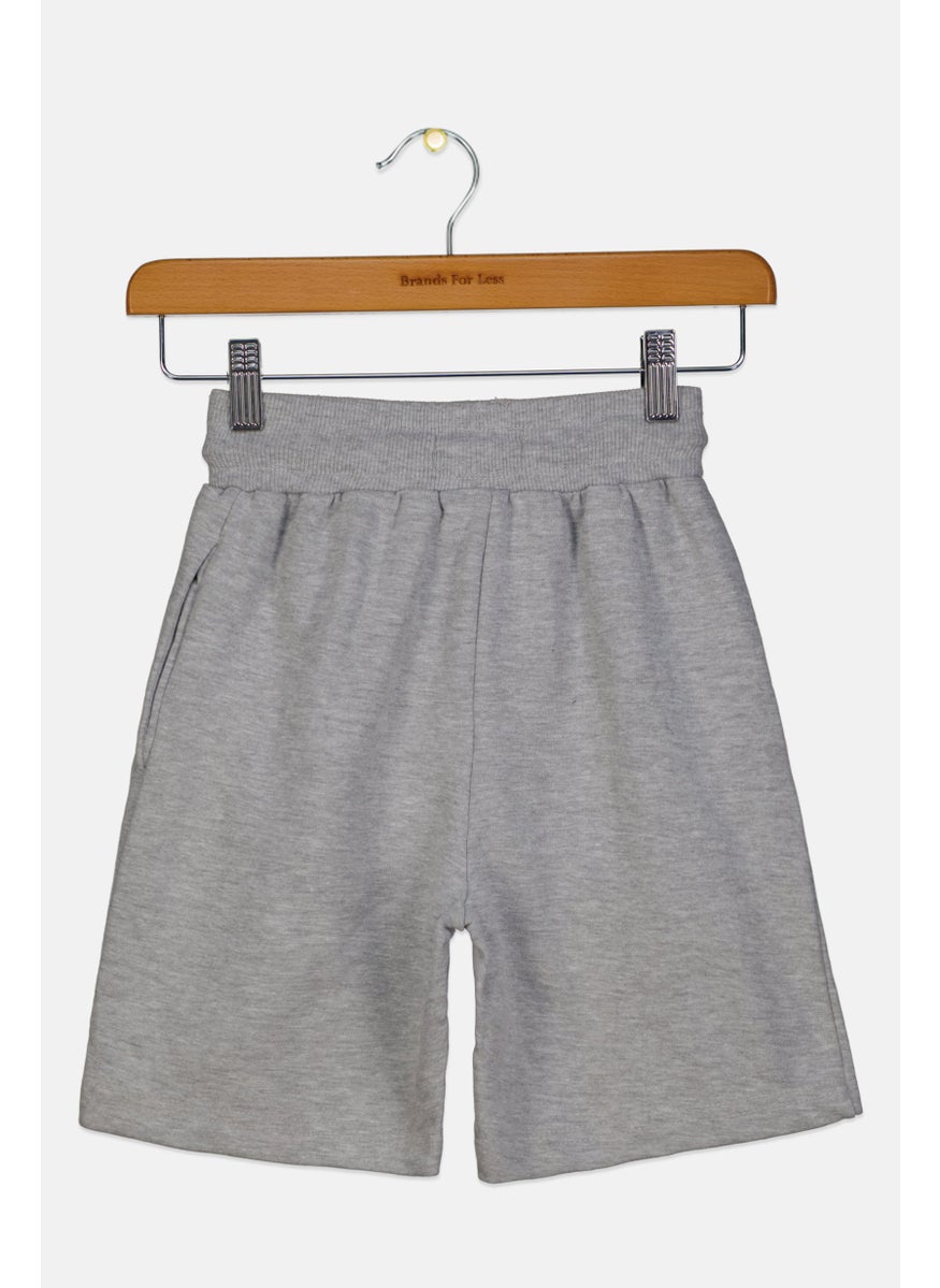 Kids Boys Brand Logo Basic Shorts, Grey