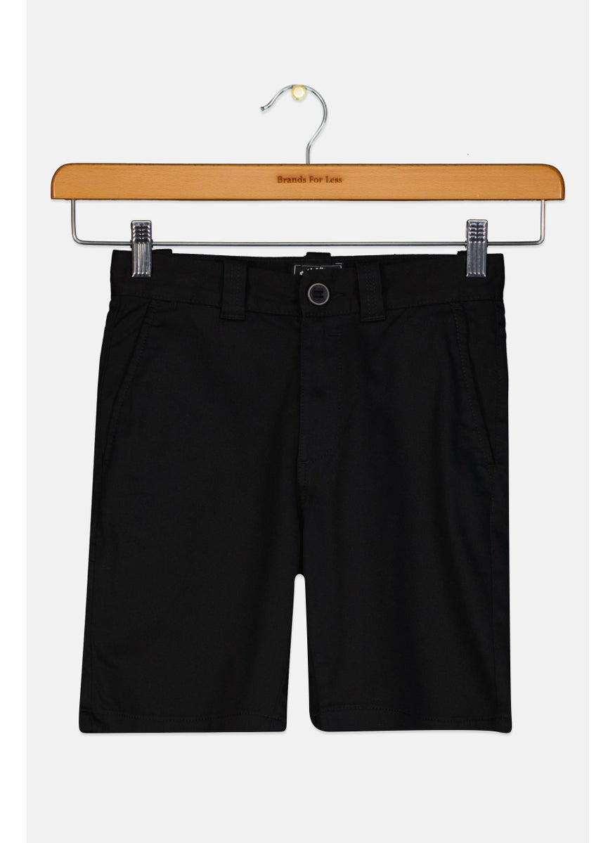 Kids Boy Slim Fit Plain Basic Short, Black