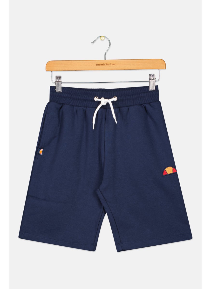 Kids Boy Embroidered Logo Shorts, Navy