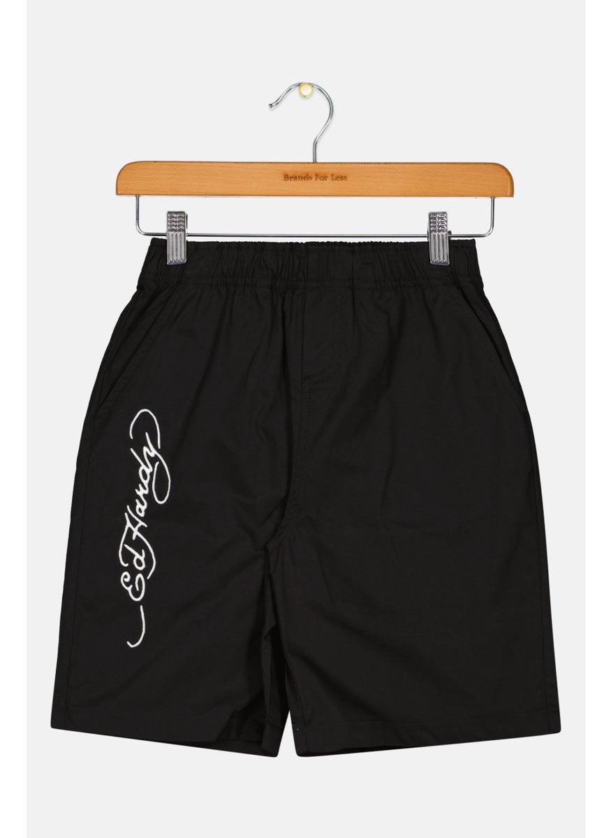 Kids Boy Brand logo Pull On Shorts, Black