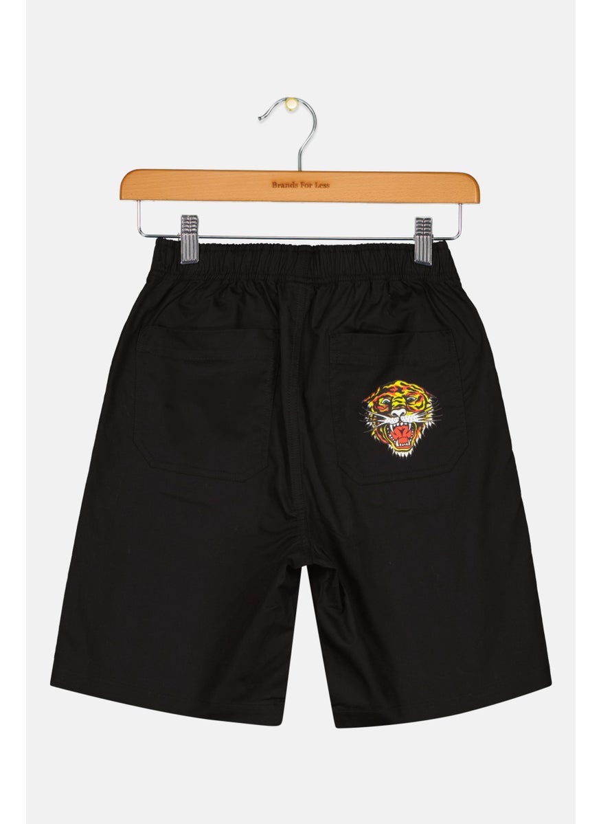 Kids Boy Brand logo Pull On Shorts, Black